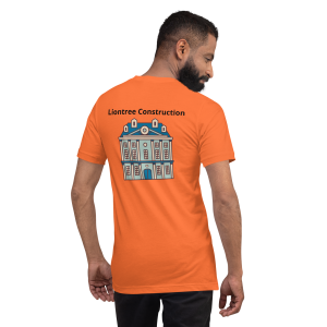 Orange shirt with company logo